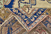 5x8 Steel Blue & Light Yellow & Dark Olive Green Old & Vintage Turkish Area Rug