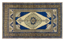 5x8 Steel Blue & Light Yellow & Dark Olive Green Old & Vintage Turkish Area Rug