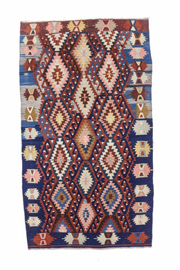 5x9 Blue Vintage Turkish Area Rug