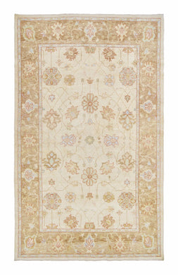 5x9 Ivory & White Modern Oushak Area Rug