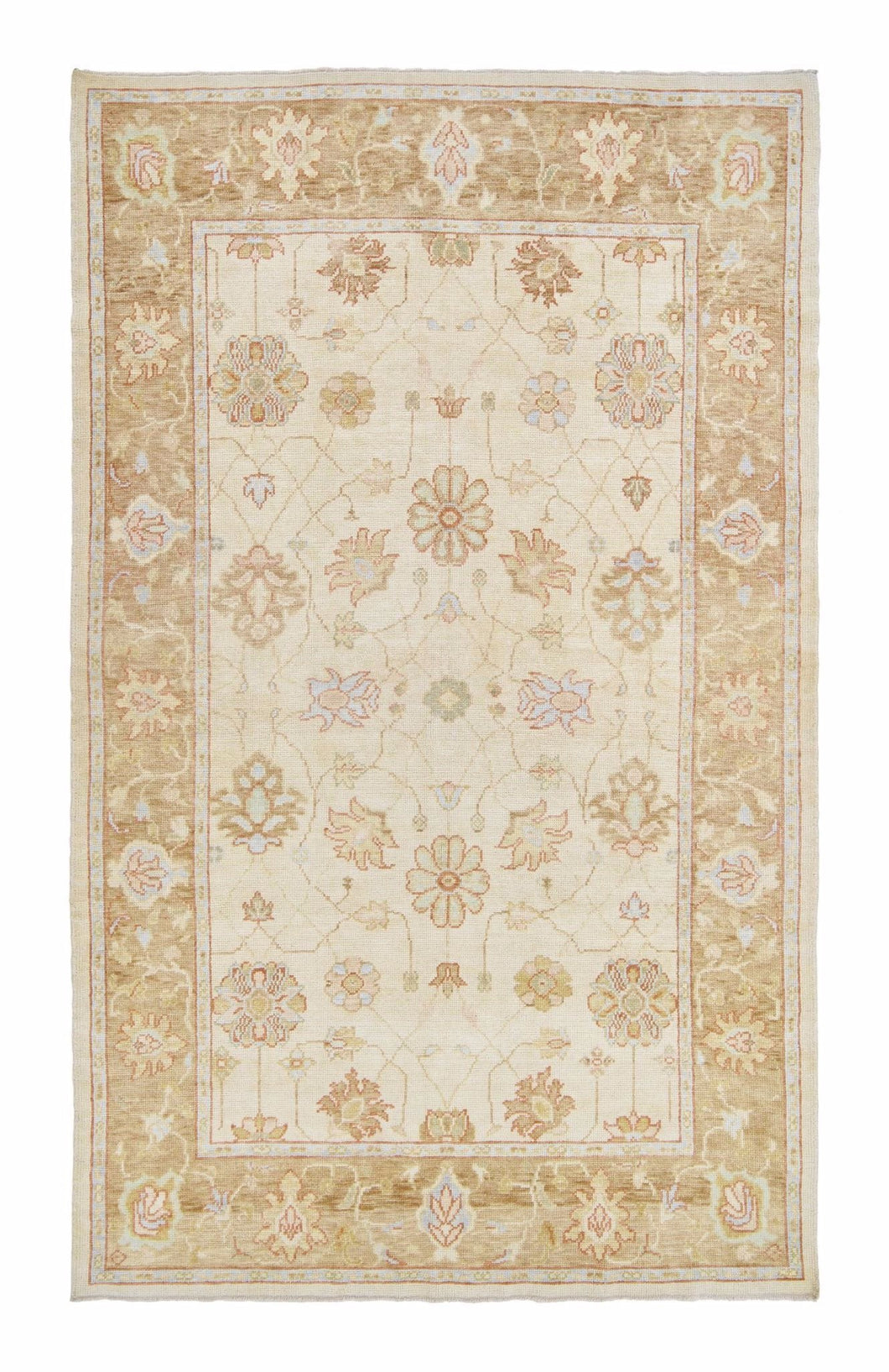 5x9 Ivory & White Modern Oushak Area Rug