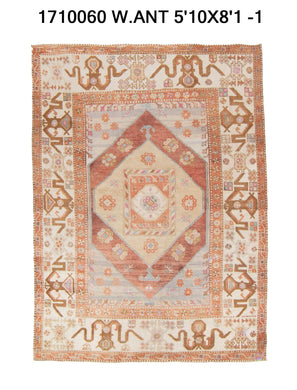 6x8 Old & Vintage Turkish Area Rug