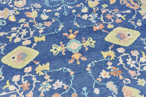 9x10 Blue Modern Oushak Area Rug